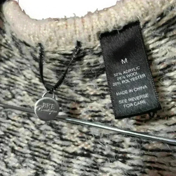 Wool blend knit open front cardigan geometric artsy pattern sweater waterfall m - Picture 6 of 8